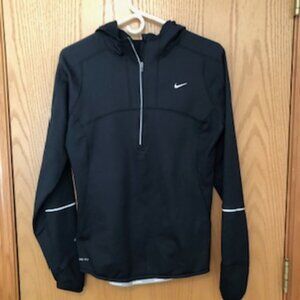 Nike Dri Fit Black Women's Hoodie Running Jacket Half Zip Size Small S